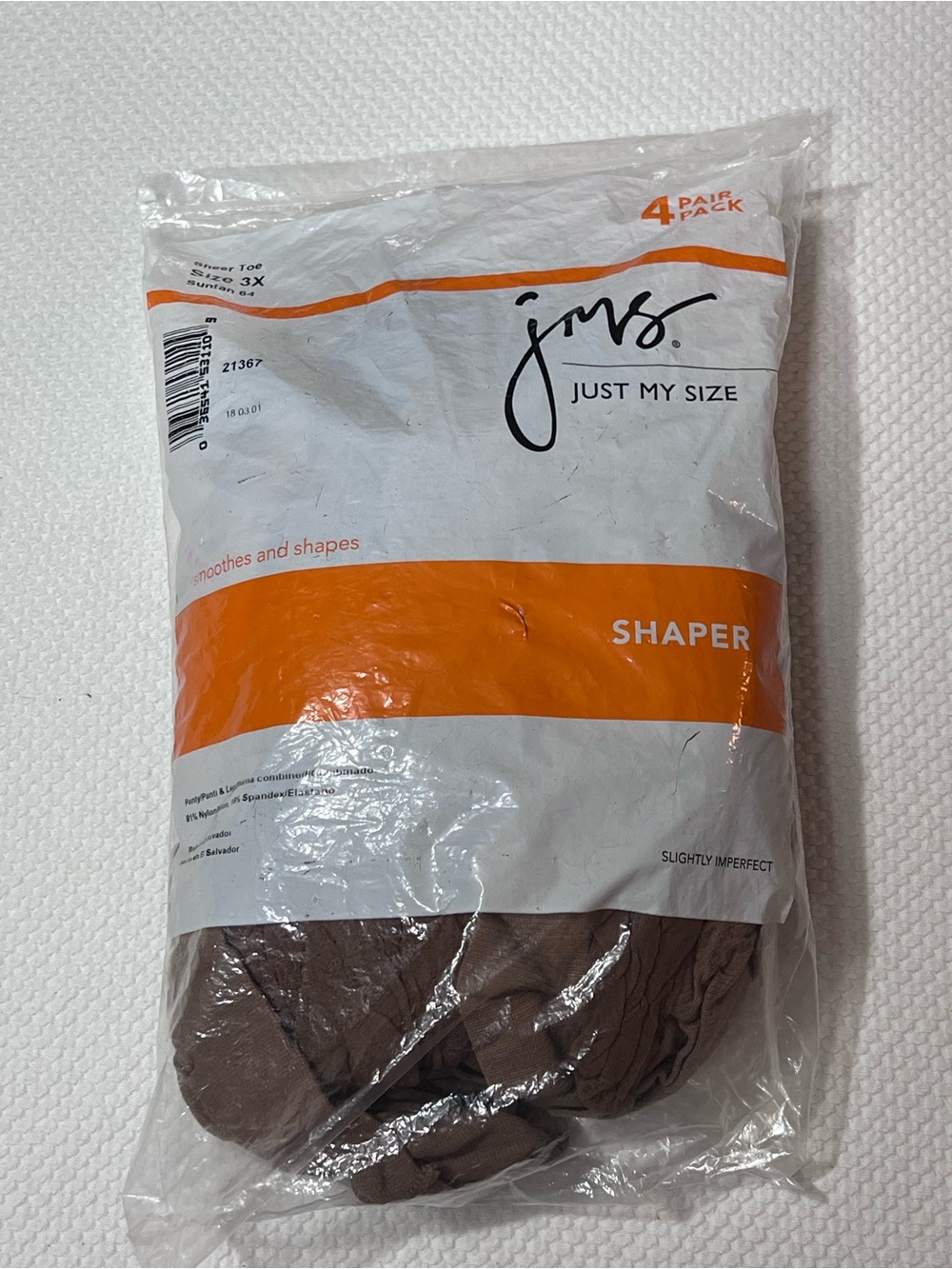 Just My Size 3X JMS Sheer Toe Shaper Pantyhose 4-Pack
SUNTAN